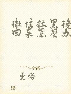 微信拉黑后想加回来怎么办