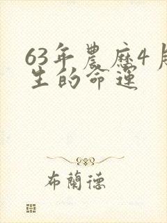 63年农历4月生的命运