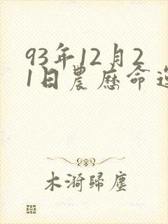 93年12月21日农历命运