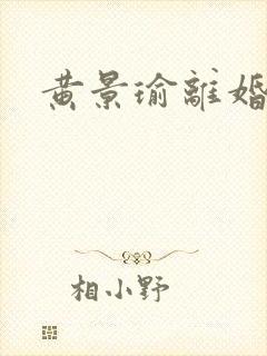 黄景瑜离婚风波