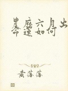 农历六月出生的命运如何封面