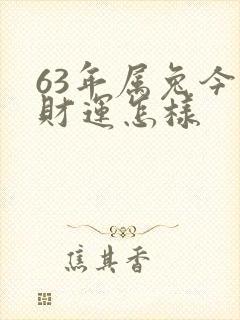 63年属兔今日财运怎样