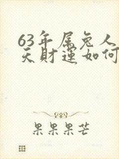 63年属兔人今天财运如何封面