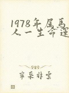 1978年属马人一生命运如何