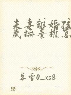 夫妻离婚孩子一岁抚养权怎么判定