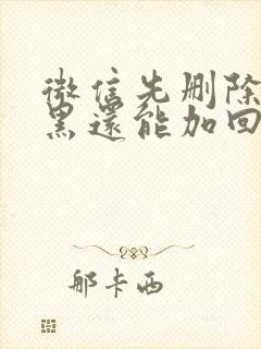 微信先删除再拉黑还能加回来吗