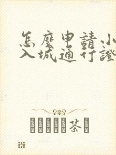 怎么申请小货车入城通行证