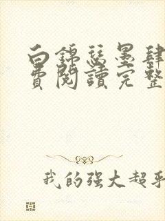 白锦瑟墨肆年免费阅读完整版小说