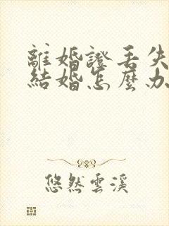 离婚证丢失了再结婚怎么办封面