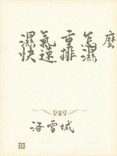 湿气重怎么调理快速排湿