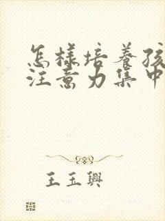 怎样培养孩子的注意力集中的办法