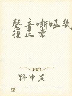 声音嘶哑几天恢复正常封面