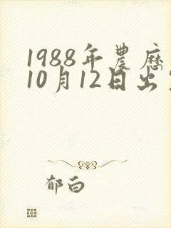 1988年农历10月12日出生的人命运