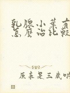 乳腺小叶有增生怎么治比较好