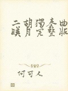 二胡独奏曲二泉映月完整版