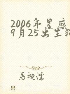 2006年农历9月25出生狗的命运如何封面