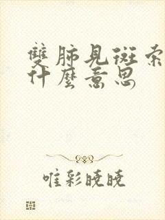 双肺见斑索影是什么意思