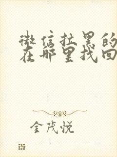 微信拉黑的好友在哪里找回来封面