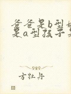 爸爸是b型妈妈是a型孩子是什么型封面