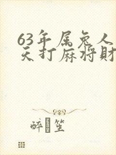 63年属兔人今天打麻将财运