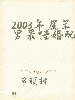 2003年属羊男最佳婚配年龄