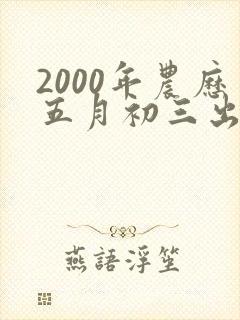 2000年农历五月初三出生命运