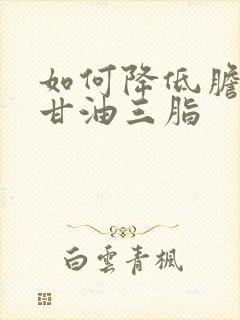 如何降低胆固醇甘油三脂封面