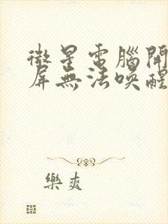 微星电脑开机黑屏无法唤醒