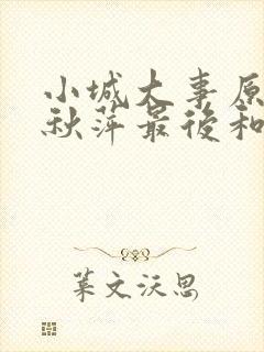 小城大事原著李秋萍最后和谁在一起