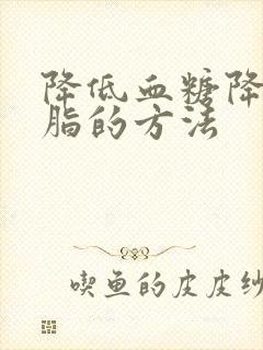 降低血糖降低血脂的方法封面