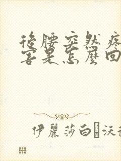 后腰突然疼得厉害是怎么回事封面