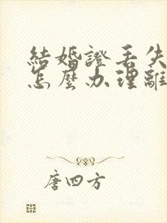 结婚证丢失一本怎么办理离婚手续的