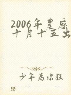2006年农历十月十五出生男孩命运怎么样
