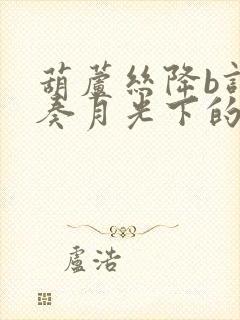 葫芦丝降b调吹奏月光下的凤尾竹封面