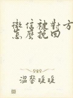 微信被对方删了怎么挽回