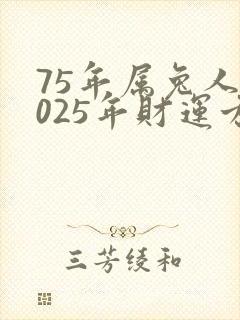 75年属兔人2025年财运方向封面