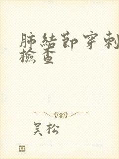 肺结节穿刺怎么检查封面