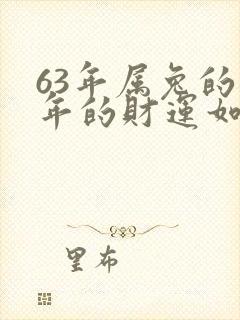 63年属兔的今年的财运如何