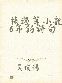 杨过等小龙女16年的诗句