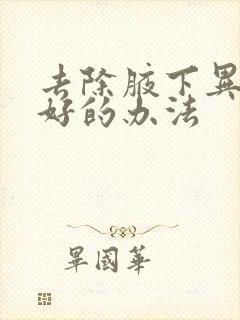 去除腋下异味最好的办法