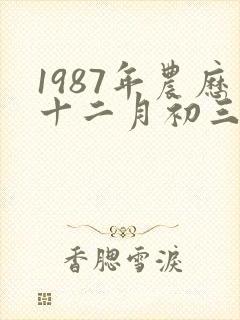 1987年农历十二月初三是什么命封面