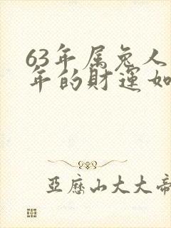 63年属兔人今年的财运如何