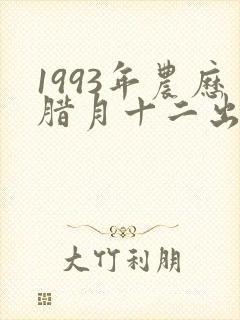 1993年农历腊月十二出生是什么命