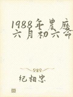 1988年农历六月初六命运怎样封面
