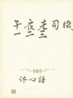 午夜老司机福利一二三