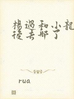 杨过和小龙女最后去哪了封面