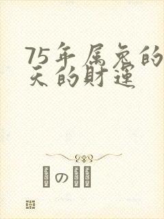 75年属兔的今天的财运