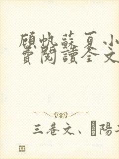 顾帆苏夏小说免费阅读全文