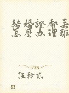 结婚证都丢失了怎么办理离婚手续封面