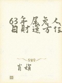 63年属兔人今日财运方位